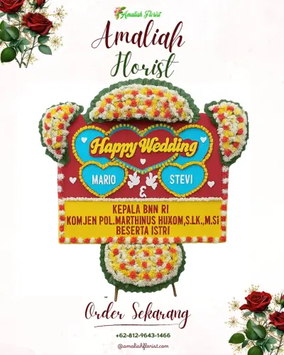 Karangan Papan Bunga Pernikahan di Pengawu